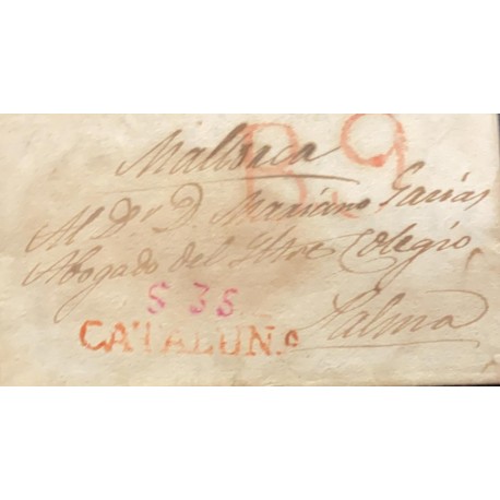 A) 1859, SPAIN, ALBACETE, RED, SENT TO VALENCIA, CANCELED , CIRCULATED COVER