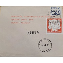 A) 1975, BRAZIL, INTER-AMERICAN PHILATELY FEDERATION, BOGOTA – COLOMBIA, AIR MAIL, CANCELLED