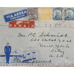 A) 1950, BRAZIL, PAN AMERICAN AIRWAY SYSTEMS, CANCELLED, SHIPPING TO NEW YORK