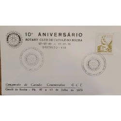 A) 1979, BRAZIL, X ANNIVERSARY OF ROTARY CLUB ROCK POSTER, LAUNCH OF THE COMMEMORATIVE SEAL, ECT