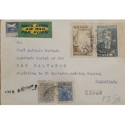 A) 1951, BRAZIL, TO SALVADOR, CANCELLED, 4 VALUES