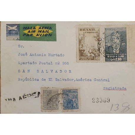 A) 1951, BRAZIL, TO SALVADOR, CANCELLED, 4 VALUES