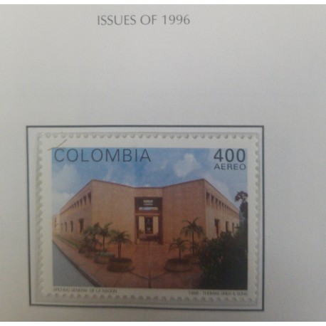 A) 1996, COLOMBIA, ARCHITECTURE, THE NATIONAL ARCHIVE OF BOGOTA, AERIAL, MAIN FACADE, THOMAS GREG & SONS