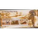 RE) 2016 SRI LANKA, WORLD POST DAY, PIGEON POST, MAIL BY COACH, MAIL BY CLIPPER, HORSES, SHIP, SOUVENIR SHEET, MNH