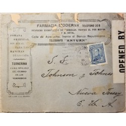 L) 1918 COLOMBIA, BOLIVAR, BLUE, 5C, ANTUAN TELEGRAPH, AIRMAIL, CIRCULATED COVER FROM COLOMBIA TO USA