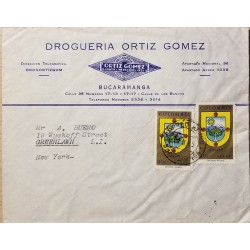 L) 1965 COLOMBIA, POPAYAN, 40C, SHIELD, NATURE, SUN, RIVER,CIRCULATED COVER FROM BUCARAMANGA TO NEW YORK