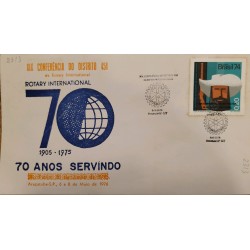 A) 1974, BRAZIL, XIX DISTRICT 451 CONFERENCE ROTARY INTERNATIONAL, POSTAL SEAL III CENTENARY OF THE EXPLORATION OF MINAS GERAIS