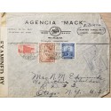L) 1942 COLOMBIA, AIRMAIL, MANCOMUN, COMMUNICATION PALACE, RED, COFFEE, PRE-COLOMBIAN MONUMENT, BLUE