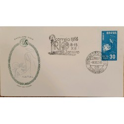 A) 1966, BRAZIL, CHRISTMAS, FIRST DAY COVER, RIO OF JANEIRO
