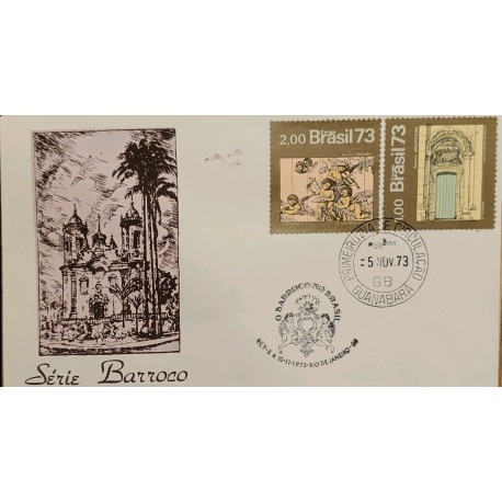 A) 1973, BRAZIL, BAROQUE ART, CHURCH AND PAINTING, FIRST DAY COVER, ECT