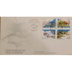 A) 1981, BRAZIL, FISH, NATURE ELEMENTS, ENVIRONMENTAL DEFENSE SERIES, WATER, FORESTS, AIR, LAND, FIRST DAY COVER