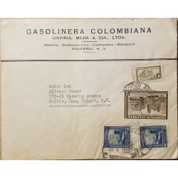 L) 1948 COLOMBIA, SPANISH FORTIFICATION,15C, BLUE, PALACE OF COMMUNICATIONS, 1C, BOLIVAR PLAZA, MONUMENT, AIRMAIL
