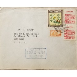 L) 1947 COLOMBIA SOFT COFFEE, 5C, NATURE, AIR SUPPORT, RED, PALACE OF COMMUNICATIONS, ORANGE, 1C, AIRMAIL