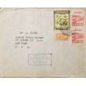 L) 1947 COLOMBIA SOFT COFFEE, 5C, NATURE, AIR SUPPORT, RED, PALACE OF COMMUNICATIONS, ORANGE, 1C, AIRMAIL
