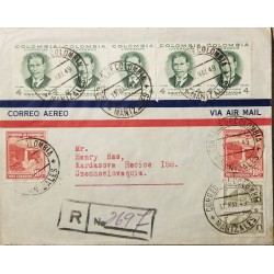 L) 1949 COLOMBIA, JULIO GARAVITO ARMERO, 4C, WATEFALL TEQUENDAMA, 10C, PALACE