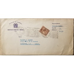L) 1935 COLOMBIA, COFFEE, BROWN, 5C, SLOGAN CANCELATION THE BEST COFFEE IN THE WORLD, OFFICIAL ENVELOPE