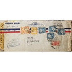 L) 1933 COLOMBIA, GOLD MINES, THE GOLDEN 10C, SPANISH FORTIFICATION, 50C, BLUE, PALACE OF COMMUNICATIONS, AIRMAIL