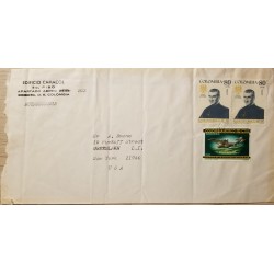 L) 1967 COLOMBIA, FELIX RESTREPO MEJIA, HISTORY OF AVIATION, AIRPLANE, AIRMAIL, CIRCULATED COVER FROM COLOMBIA TO USA