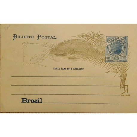 A) 1898, BRAZIL, POSTAL STATIONARY, UNITED STATES OF BRAZIL, BLUE