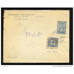 T)1926 SCADTA COVER MANIZALES TO NEW YORK,SCN C42,30c BLUE,INTHE BACK SIDE "USE THE COLOMBIAN AIR MAIL