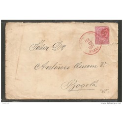 O) 1894 COLOMBIA, COVER FROM HONDA TO BOGOTA, COAT OF ARMS 10 CENTAVOS, XF