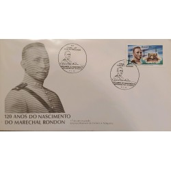 A) 1985, BRAZIL, 120th ANNIVERSARY OF THE BIRTH OF THE MILITARY ENGINEER AND EXPLORER CANDIDO MARIANO DA SILVA RONDON, FDC