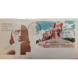 A) 1984, BRAZIL, TRIBUTE TO SCULPTOR VICTOR BRECHERET, FDC, MONUMENT TO THE FLAGS, ECT