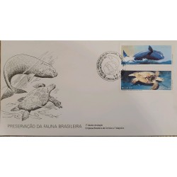 A) 1987, BRAZIL, HAWKSBILL TURTLE, SOUTHERN RIGHT WHALE, FDC, FAUNA IN DANGER OF EXTINCTION