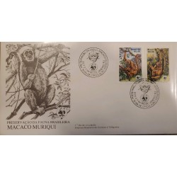 A) 1984, BRAZIL, MONKEYS, WORLD FOUND FOR THE PROTECTION OF NATURE. SOUTHERN MURIQUI SPIDER MONKEY, FDC, ECT