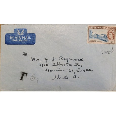 J) 1951 MONTSERRAT, PORTRAIT OF QUEEN ELIZABETH II, AIRMAIL, CIRCULATED COVER, FROM MONTSERRAT TO USA