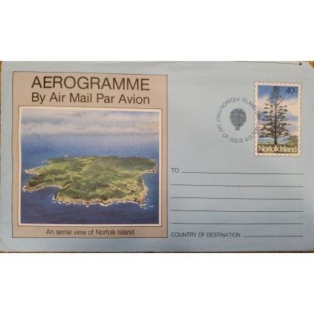 J) 1983 NORFOLK ISLAND, AEROGRAMME, AN AERIAL VIEW NORFOLK ISLAND, XF