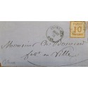 J) 1871 FRANCE, NUMERAL, 10 CENTS, CIRCULATED COVER, FROM FRANCE