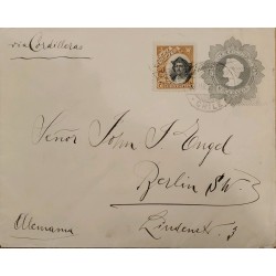 J) 1904 CHILE, COLON, POSTAL STATIONARY, CIRCULATED COVER, FROM CHILE TO GERMANY VIA CORDILLERAS