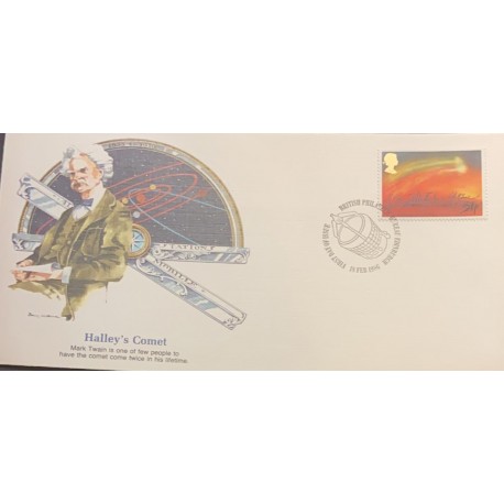 L) 1986 GREAT BRITAIN, HALLEY'S COMET, SPACE, ASTRONOMY, SCIENCE, FDC