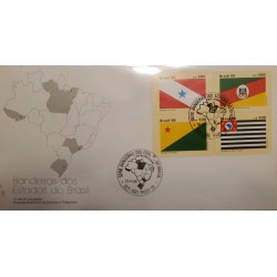 A) 1985, BRAZIL, FLAGS OF THE STATES OF BRAZIL, FDC, PARA, RIO GRANDE DO SUL, ACRE, SAO PAULO
