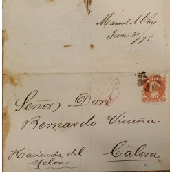 J) 1875 CHILE, COLON, CIRCULATED COVER, FROM CHILE TO CALERA