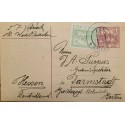 J) 1919 SLOVENIA, POSTCARD, LANDSCAPE, MULTIPLE STAMPS, CIRCULATED COVER, FROM SLOVENIA TO DARMSTADT