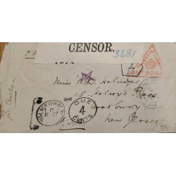 J) 1916 UNITED STATES, OPEN BY EXAMINER, TRIANGLE, CIRCULATED COVER, FROM NEW YORK TO USA