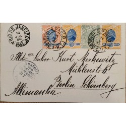A) 1900, BRAZIL, SHIPPED TO BERLIN – GERMANIA, SUGAR BREAD STAMPS RED, ORANGE AND GREEN