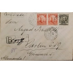 A) 1908, BRAZIL, SENT TO GERMANY, WNADENKOLK AND FLORIAN STAMPS