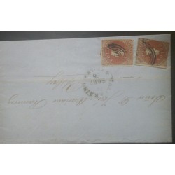 J) 1856 CHILE, VALPARAISO FOLDED ENTIRE SENT TO ISLAY BEARING 2 5 CTS ON BLUE PAPER XF