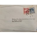 J) 1936 JORDANIA, MULTIPLE STAMP, AIRMAIL, CIRCULATED COVER, FROM JORDANIA TO NEW YORK