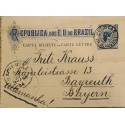 A) 1902, BRAZIL, POSTAL STATIONARY, SEND TO BAYERN – GERMANY, PELOTAS