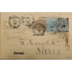 A) 1901, BRAZIL, POSTAL STATIONARY, SEND TO PARIS, SUGAR BREAD STAMP