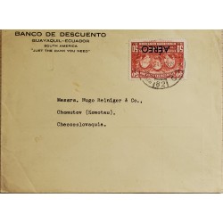L) 1939 ECUADOR, BICENTENNIAL OF MISSION LA CONDAMINE, GODIN, BOUGUER, 50C, CIRCULATED COVER FROM ECUADOR TO CZECHOSLOVAKIA