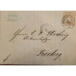 J) 1864 SAJONIA, NEW PUNCHES, SAXONY, CIRCULATED COVER, FROM SAJONIA TO FRIBERG