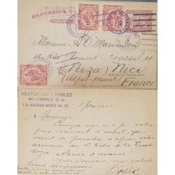 J) 1926 GUATEMALA, POSTAL STATIONARY, 50 C VIOLET "LAS VACAS RAILWAY BRIDGE" POSTAL STATIONARY CARD USED
