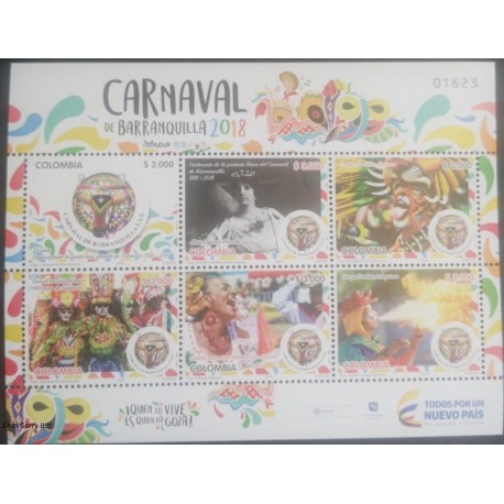 A) 2018, COLOMBIA, BARRANQUILLA CARNIVAL, LOGO, FIRST QUEEN
