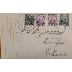 A) 1908, BRAZIL, POSTAL STATIONARY, FROM PERNAMBUCO TO HOLLAND, ALVARES CARPAL, BENJAMIN CONSTANT AND ARISTIDES LOBO STAMPS