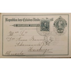 A) 1919, BRAZIL, POSTAL STATIONARY, FROM PERNAMBUCO TO HAMBURG-GERMANY, AMERICAN BANK NOTE, ALVARES CABRAL STAMP